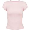 imageWomens Summer Soft Modal Ribbed TShirts with Lace Hem Short Sleeve Round Neck Tops Slim Fit Going Out TeesPink