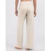 imageAJISAI Womens Wide Leg Sweatpants High Waist Drawstring Comfy Yoga Pants with Pockets for Casual Work Workout PetiteRegularCream