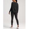 imageCotton Shirts Long Sleeve Workout Tee for Women Loose Fit Athletic Yoga TShirts Casual Boat Neck Fall TopsBlack