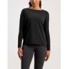 imageCotton Shirts Long Sleeve Workout Tee for Women Loose Fit Athletic Yoga TShirts Casual Boat Neck Fall TopsBlack