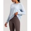 imageCotton Shirts Long Sleeve Workout Tee for Women Loose Fit Athletic Yoga TShirts Casual Boat Neck Fall TopsBlue