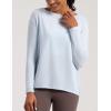 imageCotton Shirts Long Sleeve Workout Tee for Women Loose Fit Athletic Yoga TShirts Casual Boat Neck Fall TopsBlue