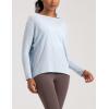 imageCotton Shirts Long Sleeve Workout Tee for Women Loose Fit Athletic Yoga TShirts Casual Boat Neck Fall TopsBlue