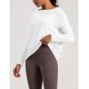 imageCotton Shirts Long Sleeve Workout Tee for Women Loose Fit Athletic Yoga TShirts Casual Boat Neck Fall TopsWhite