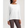 imageCotton Shirts Long Sleeve Workout Tee for Women Loose Fit Athletic Yoga TShirts Casual Boat Neck Fall TopsWhite
