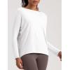 imageCotton Shirts Long Sleeve Workout Tee for Women Loose Fit Athletic Yoga TShirts Casual Boat Neck Fall TopsWhite