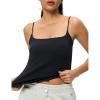 imageAJISAI 2025 Womens Camisole Tops Spaghetti Strap Tank Top Double Lined Adjustable Summer Crop TopsBlack