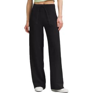 imageAJISAI Womens Wide Leg Sweatpants High Waist Drawstring Comfy Yoga Pants with Pockets for Casual Work Workout PetiteRegularBlack