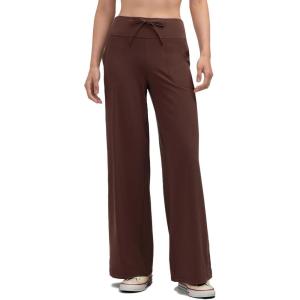 imageAJISAI Womens Wide Leg Sweatpants High Waist Drawstring Comfy Yoga Pants with Pockets for Casual Work Workout PetiteRegularCoffee