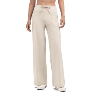 imageAJISAI Womens Wide Leg Sweatpants High Waist Drawstring Comfy Yoga Pants with Pockets for Casual Work Workout PetiteRegularCream