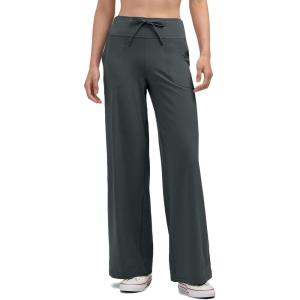 imageAJISAI Womens Wide Leg Sweatpants High Waist Drawstring Comfy Yoga Pants with Pockets for Casual Work Workout PetiteRegularGrey