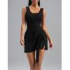 imageAJISAI Womens Summer Athletic Sleeveless Tennis Wrap Skirt Mini Dress Built in Shorts Golf Dress Workout Romper SkortBlack
