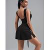 imageAJISAI Womens Summer Athletic Sleeveless Tennis Wrap Skirt Mini Dress Built in Shorts Golf Dress Workout Romper SkortBlack