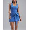 imageAJISAI Womens Summer Athletic Sleeveless Tennis Wrap Skirt Mini Dress Built in Shorts Golf Dress Workout Romper SkortBlue