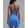 imageAJISAI Womens Summer Athletic Sleeveless Tennis Wrap Skirt Mini Dress Built in Shorts Golf Dress Workout Romper SkortBlue