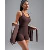 imageAJISAI Womens Summer Athletic Sleeveless Tennis Wrap Skirt Mini Dress Built in Shorts Golf Dress Workout Romper SkortBrown