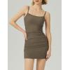 imageAJISAI Sexy Bodycon Mini Dress for Women 2025 Backless Padding Spaghetti Strap Ruched Club Party Short Dress Beach VacationCoffee