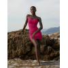 imageAJISAI Sexy Bodycon Mini Dress for Women 2025 Backless Padding Spaghetti Strap Ruched Club Party Short Dress Beach VacationRose Red