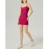 imageAJISAI Sexy Bodycon Mini Dress for Women 2025 Backless Padding Spaghetti Strap Ruched Club Party Short Dress Beach VacationRose Red