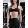 imageAJISAI Womens Halter Neck Padded Strappy Bra Seamless Sports Bras Backless Wireless with Removable Pads for Workout Gym YogaBlack