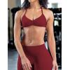 imageAJISAI Womens Halter Neck Padded Strappy Bra Seamless Sports Bras Backless Wireless with Removable Pads for Workout Gym YogaBurgundy
