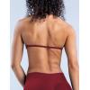 imageAJISAI Womens Halter Neck Padded Strappy Bra Seamless Sports Bras Backless Wireless with Removable Pads for Workout Gym YogaBurgundy