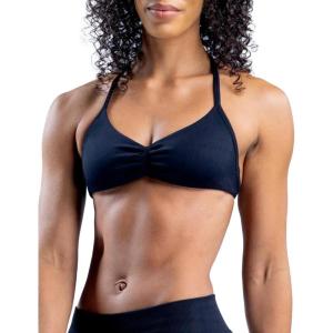 imageAJISAI Womens Halter Neck Padded Strappy Bra Seamless Sports Bras Backless Wireless with Removable Pads for Workout Gym YogaBlack
