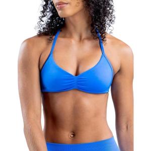 imageAJISAI Womens Halter Neck Padded Strappy Bra Seamless Sports Bras Backless Wireless with Removable Pads for Workout Gym YogaClassic Blue
