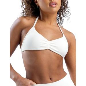 imageAJISAI Womens Halter Neck Padded Strappy Bra Seamless Sports Bras Backless Wireless with Removable Pads for Workout Gym YogaWhite