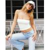 image2 Pack Womens Lined Tube Tops Going Out Crop Tops Strapless Tank Summer White Cream M