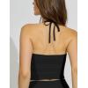 imageAJISAI Adjustable Halter TieNeck Top for Women Longline Fixed Padded Tank Double Lined Backless Going Out Crop TopsBlack