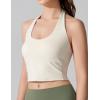 imageAJISAI Adjustable Halter TieNeck Top for Women Longline Fixed Padded Tank Double Lined Backless Going Out Crop TopsCream