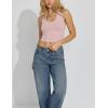 imageAJISAI Adjustable Halter TieNeck Top for Women Longline Fixed Padded Tank Double Lined Backless Going Out Crop TopsPink