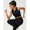 imageAJISAI Crop High Neck Tank Tops for Women Workout Yoga Racerback Lightweight Summer Slim Fit Sleeveless ShirtsBlack