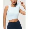 imageAJISAI Crop High Neck Tank Tops for Women Workout Yoga Racerback Lightweight Summer Slim Fit Sleeveless ShirtsBlue