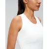 imageAJISAI Crop High Neck Tank Tops for Women Workout Yoga Racerback Lightweight Summer Slim Fit Sleeveless ShirtsWhite