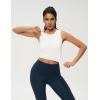 imageAJISAI Crop High Neck Tank Tops for Women Workout Yoga Racerback Lightweight Summer Slim Fit Sleeveless ShirtsWhite