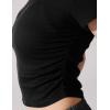 imageAJISAI Women Summer Soft Ribbed TShirts Side Ruched Short Sleeve Round Neck Tops Slim Fit Crop Basic Going Out TeesBlack