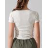 imageAJISAI Women Summer Soft Ribbed TShirts Side Ruched Short Sleeve Round Neck Tops Slim Fit Crop Basic Going Out TeesGrey