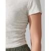 imageAJISAI Women Summer Soft Ribbed TShirts Side Ruched Short Sleeve Round Neck Tops Slim Fit Crop Basic Going Out TeesGrey
