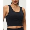 imageWomens Double Lined Workout Crop Tank Top UltraSoft Racerback Yoga Athletic Tops SleevelessBlack