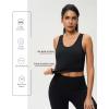 imageWomens Double Lined Workout Crop Tank Top UltraSoft Racerback Yoga Athletic Tops SleevelessBlack