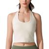 imageAJISAI Adjustable Halter TieNeck Top for Women Longline Fixed Padded Tank Double Lined Backless Going Out Crop TopsCream
