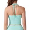 imageAJISAI Adjustable Halter TieNeck Top for Women Longline Fixed Padded Tank Double Lined Backless Going Out Crop TopsIce Blue