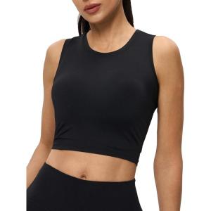 imageAJISAI Crop High Neck Tank Tops for Women Workout Yoga Racerback Lightweight Summer Slim Fit Sleeveless ShirtsBlack