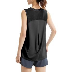 imageWomens Lightweight Workout Tops Mesh Tanks Active Sleeveless Yoga Tennis Shirts Athletic Running Clothes for WomenBlack