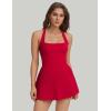 imageWomen Pleated Tennis Dress with Shorts Adjustable Strap Golf Dresses Athletic Workout Skort with PocketsRed