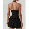 imageAJISAI Halter Athletic Romper with Shorts Workout Outfits with Pockets Casual One Piece Jumpsuits for Women 2025Black
