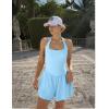 imageAJISAI Halter Athletic Romper with Shorts Workout Outfits with Pockets Casual One Piece Jumpsuits for Women 2025Light Blue