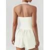 imageAJISAI Halter Athletic Romper with Shorts Workout Outfits with Pockets Casual One Piece Jumpsuits for Women 2025Offwhite